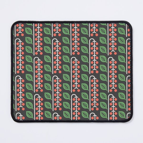 Item preview, KF 0101  C - Vintage Retro Berries 70s Modern Geometric Floral Pattern in Green and Red designed and sold by KhakiFinch.