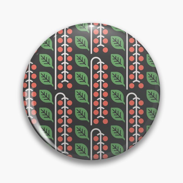 Item preview, KF 0101  C - Vintage Retro Berries 70s Modern Geometric Floral Pattern in Green and Red designed and sold by KhakiFinch.