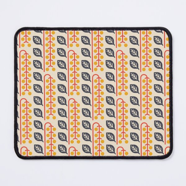 Item preview, KF 0101 D - Vintage Retro Berries 70s Modern Geometric Floral Pattern in Yellow and Red designed and sold by KhakiFinch.