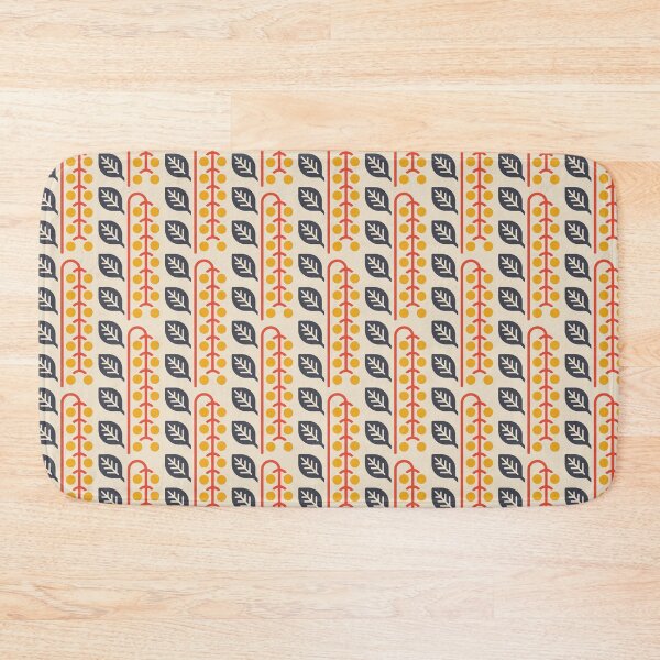 Item preview, KF 0101 D - Vintage Retro Berries 70s Modern Geometric Floral Pattern in Yellow and Red designed and sold by KhakiFinch.