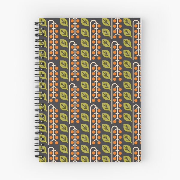 Item preview, KF 0101 E - Vintage Retro Berries 70s Modern Geometric Floral Pattern in Orange and Olive Green designed and sold by KhakiFinch.