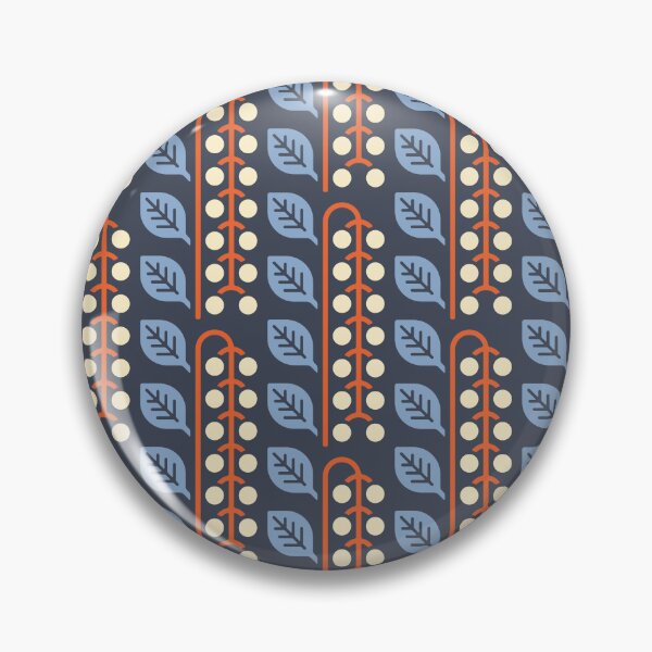 Item preview, KF 0101 G - Vintage Retro Berries 70s Modern Geometric Floral Pattern in Blue and Red designed and sold by KhakiFinch.