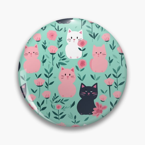 Item preview, Cute Cats and Flowers Pattern: Pink and Mint designed and sold by Lita-CF.