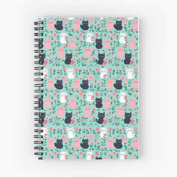 Item preview, Cute Cats and Flowers Pattern: Pink and Mint designed and sold by Lita-CF.