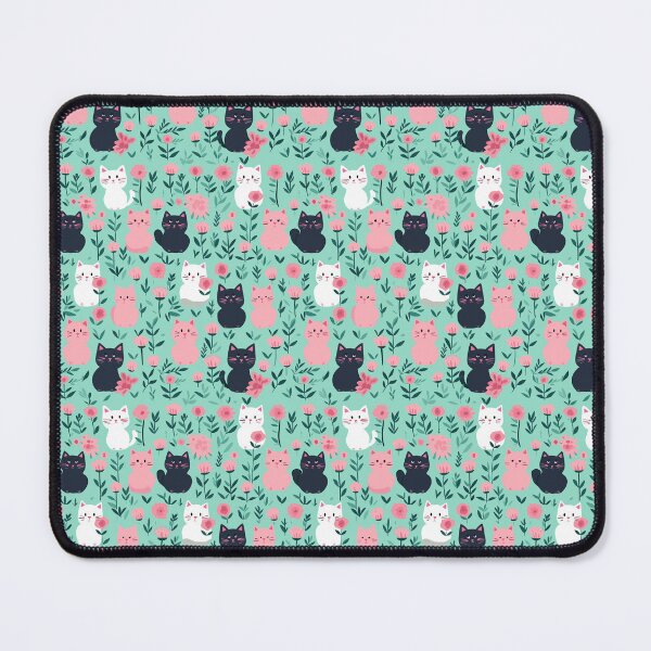 Item preview, Cute Cats and Flowers Pattern: Pink and Mint designed and sold by Lita-CF.