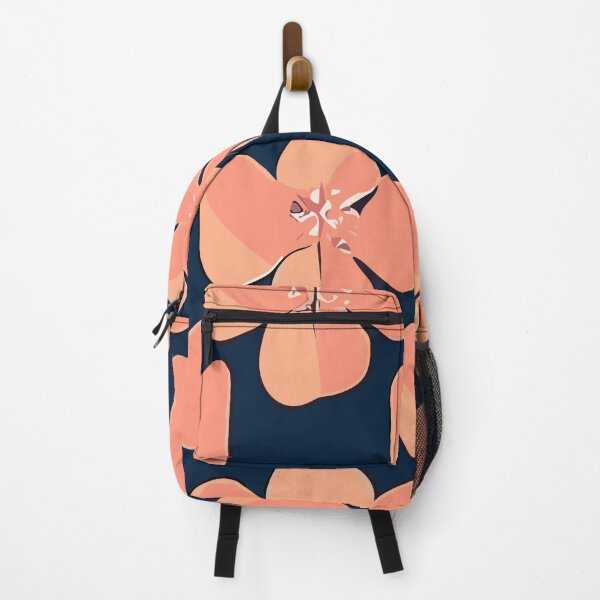 Item preview, Sixties Surfy Orange Pink Flowers against a Deep Blue Background designed and sold by SamJanner.