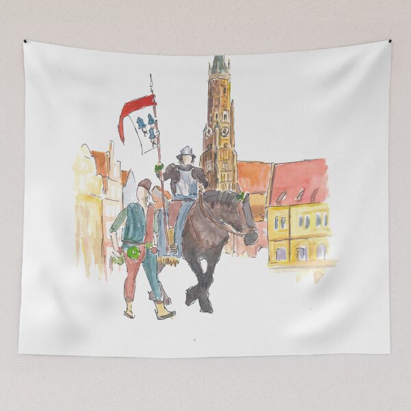 Item preview, The Landshut city flag with bearer on horseback at Trinity Square designed and sold by artshop77.
