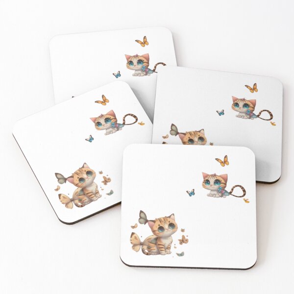 Item preview, Cute little cat with butterflies for cat lovers designed and sold by ZekoStick.
