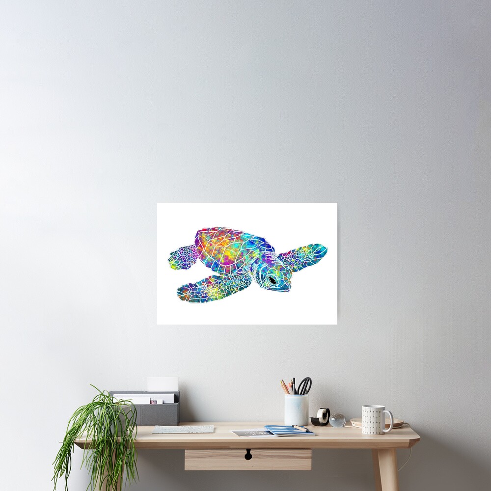 Sea Turtle Watercolor Art Poster