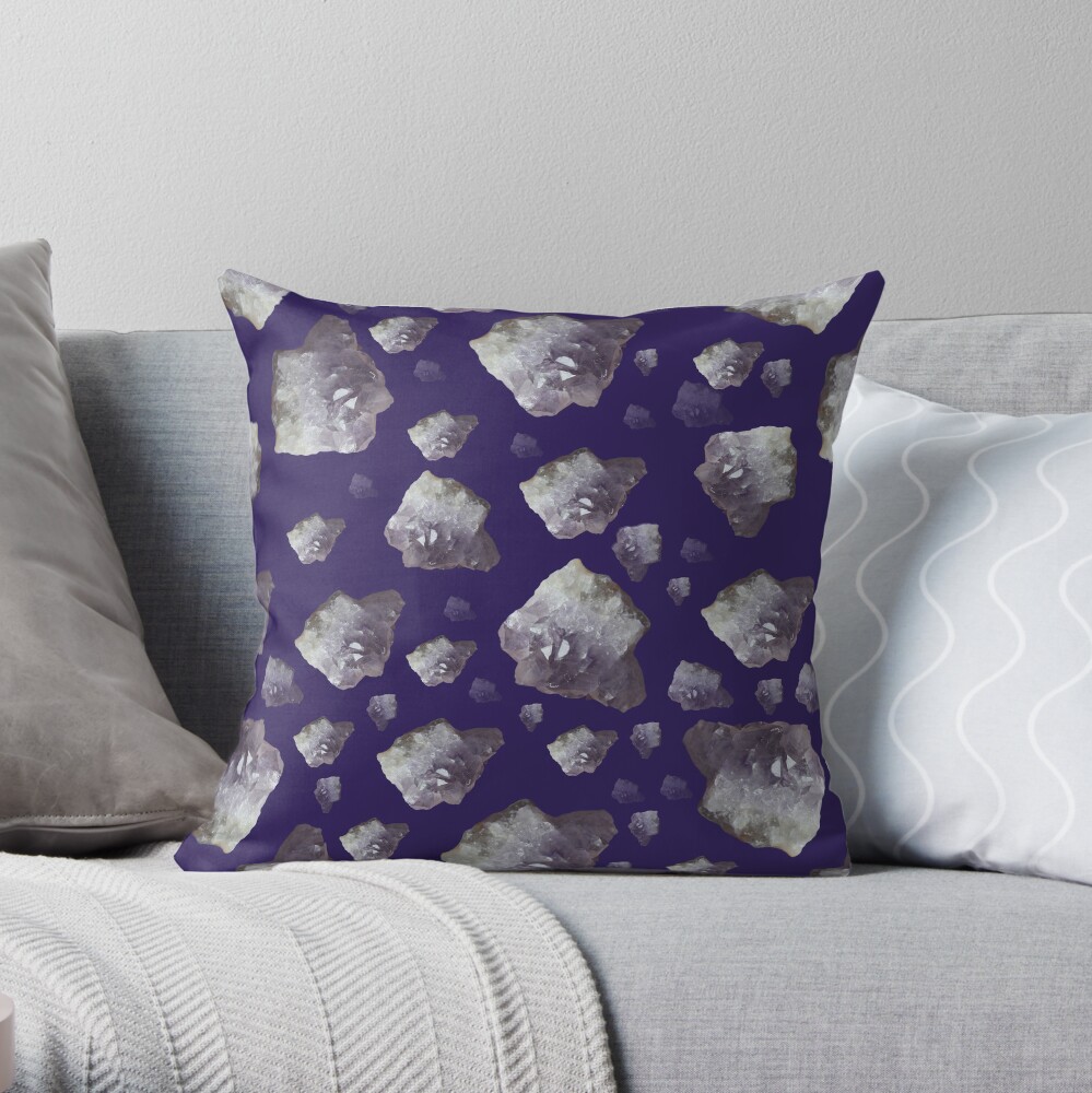 Amethyst chunks Throw Pillow
