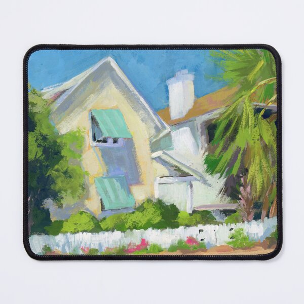 Item preview, Yellow Coastal Beach Cottage Original Art designed and sold by Anne Marie Propst.