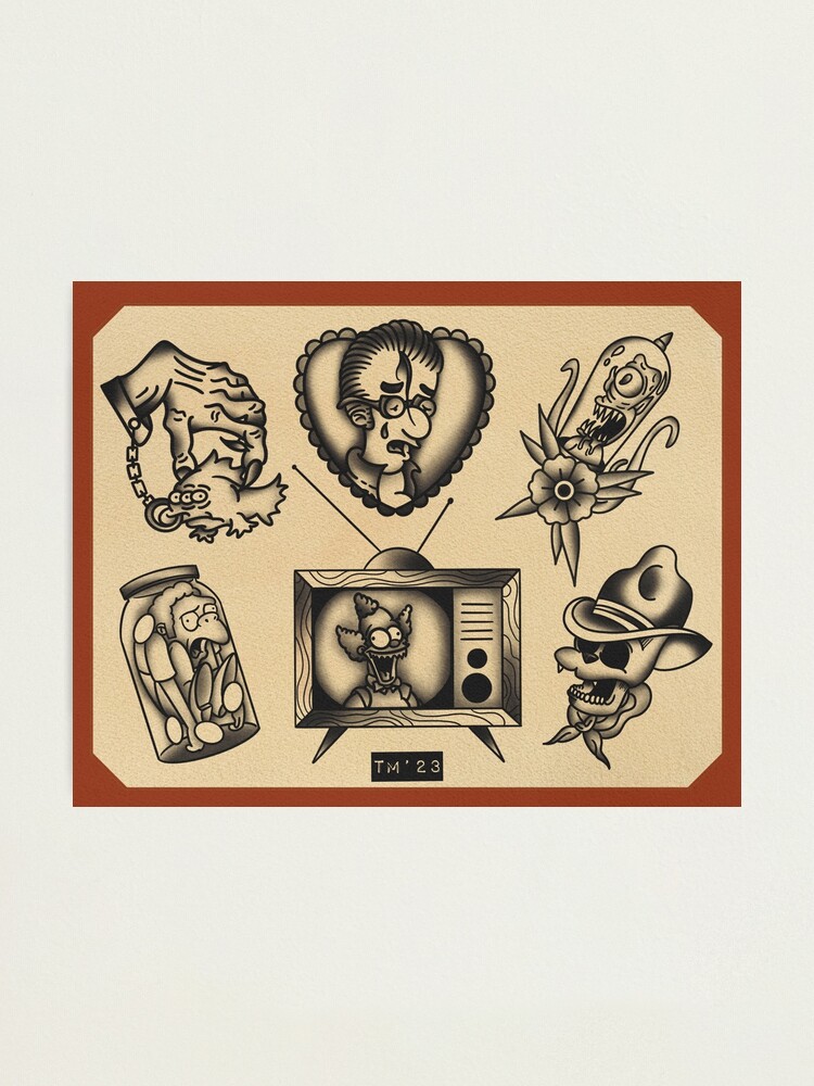 popular-cartoon-inspired-traditional-tattoo-flash-photographic-print-for-sale-by-tmj-design-co-redbubble