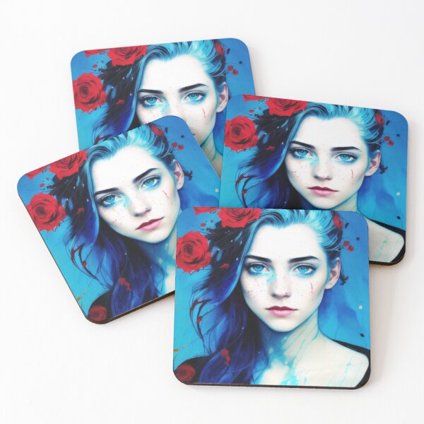 Item preview, Una princesa azul de acuarela con rosas rojas. designed and sold by Medly.