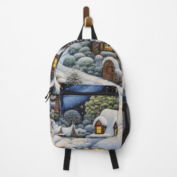 Item preview, Copy of Beautiful snowy mountain village at night painting. designed and sold by MargaretWiktor.