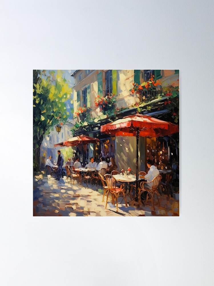 Hand Textured Canvas Print of Impressionist Painting offers BUS STOP CAFE (Paris) Frame