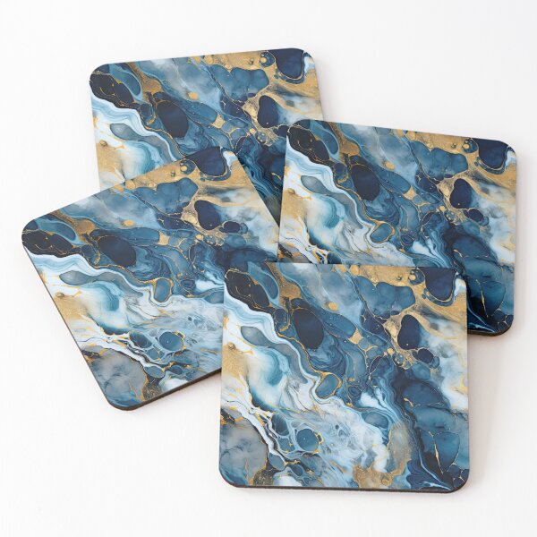 Item preview, Dark Blue, Gray & Gold Fluid Art 1 designed and sold by obstinator.
