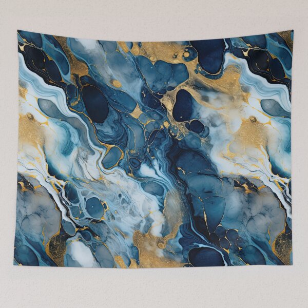 Item preview, Dark Blue, Gray & Gold Fluid Art 1 designed and sold by obstinator.