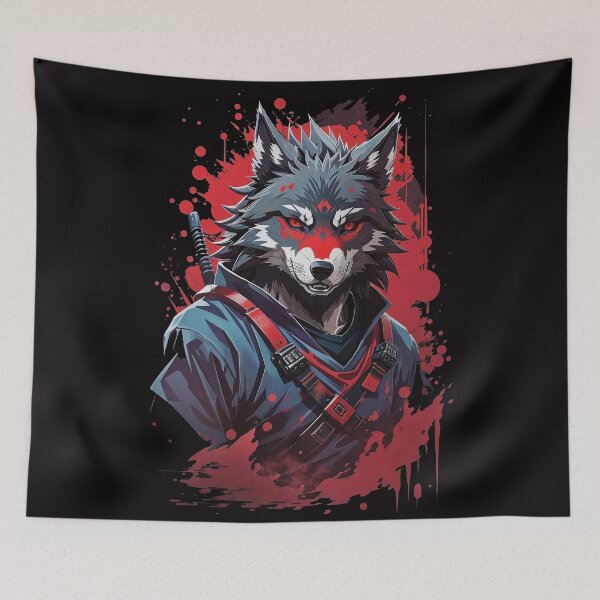 Item preview, Embrace the Shadowed Fury: Menacing Evil Ninja Wolf designed and sold by zoughlal.