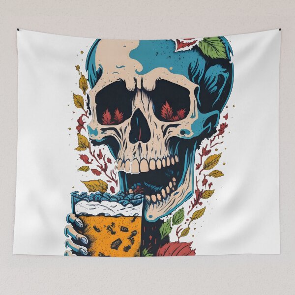 Item preview, Skull drinks beer designed and sold by BearsAndSkulls.