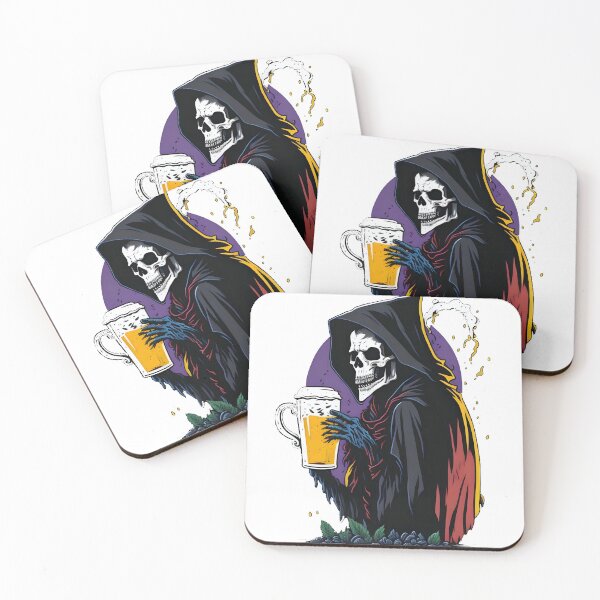 Item preview, Grim Reaper with beer designed and sold by BearsAndSkulls.