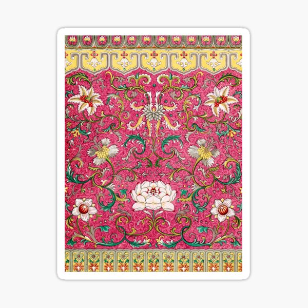 Vintage Pink and Yellow Chinoiserie Pattern Sticker