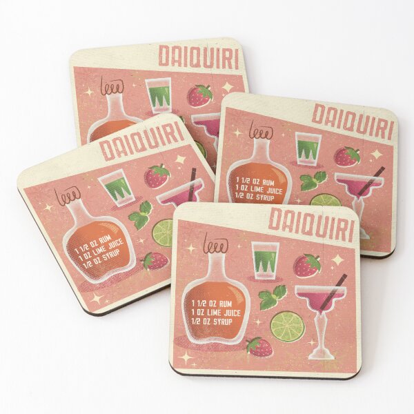 Item preview, Strawberry daiquiri retro mid-century cocktail recipe designed and sold by DonateWord.