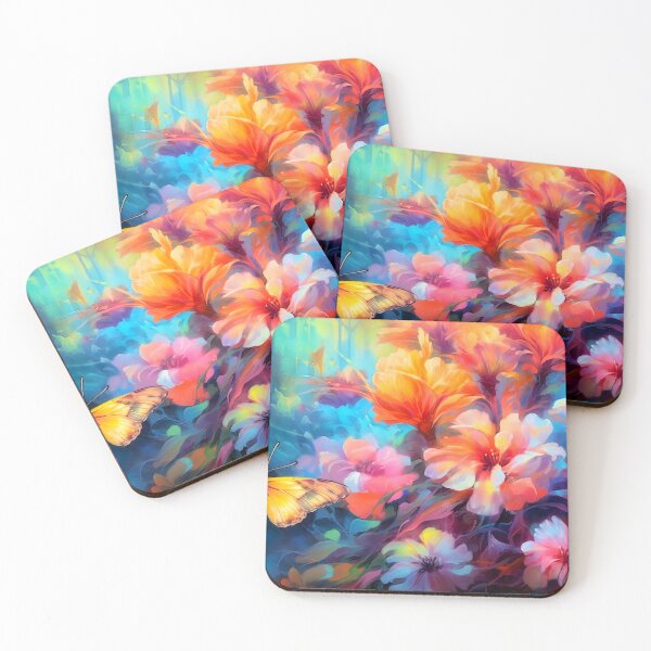 Item preview, Glowing garden flowers and butterflies 4 designed and sold by Red Witch Art.