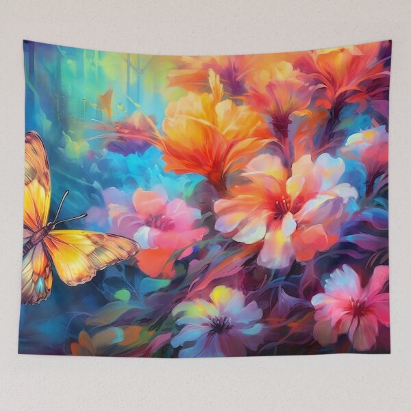 Item preview, Glowing garden flowers and butterflies 4 designed and sold by Red Witch Art.