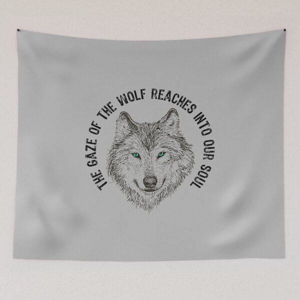 Item preview, The gaze of the wolf reaches into our soul, a great present for wolf quote lovers and wildlife designed and sold by abdelhak2005.