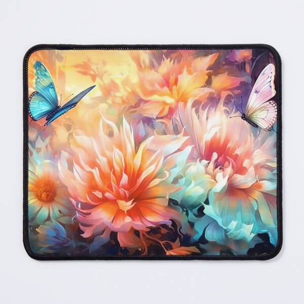 Item preview, Glowing garden flowers and butterflies 5 designed and sold by Red Witch Art.