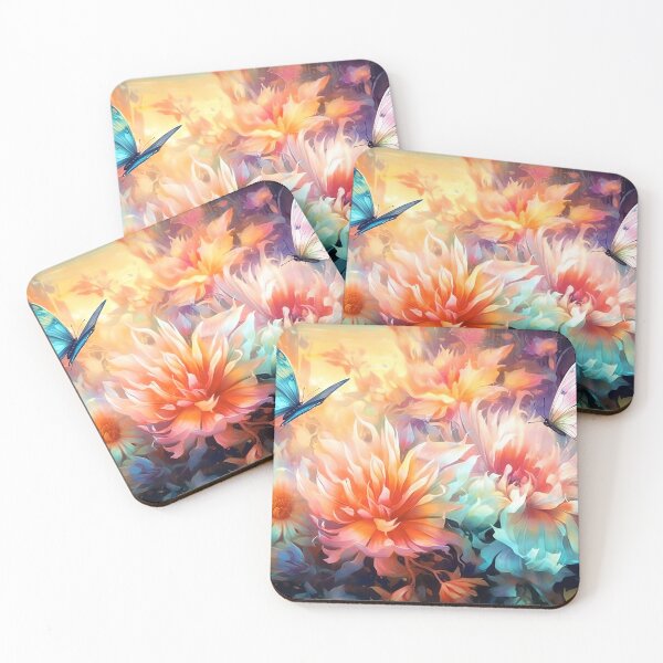 Item preview, Glowing garden flowers and butterflies 5 designed and sold by Red Witch Art.