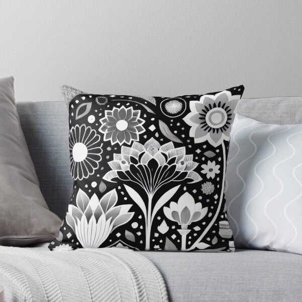 Aperçu de l'œuvre Motif de fleurs en noir et blanc créée et vendue par UllaSformat.