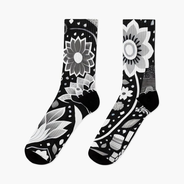 Artikelvorschau, Blumenmuster in Schwarz und Weiß entworfen und verkauft von UllaSformat.