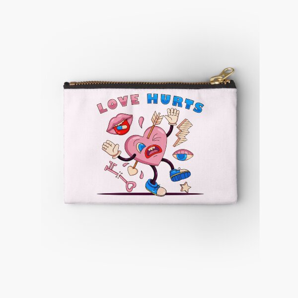 Item preview, Love hurt, heart hit by an arrow with key elements, lightning, eyes and mouth in retro cartoon style designed and sold by Kevyn Adha.