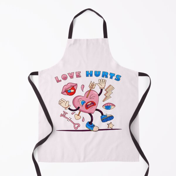 Item preview, Love hurt, heart hit by an arrow with key elements, lightning, eyes and mouth in retro cartoon style designed and sold by Kevyn Adha.