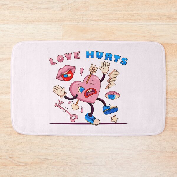 Item preview, Love hurt, heart hit by an arrow with key elements, lightning, eyes and mouth in retro cartoon style designed and sold by Kevyn Adha.