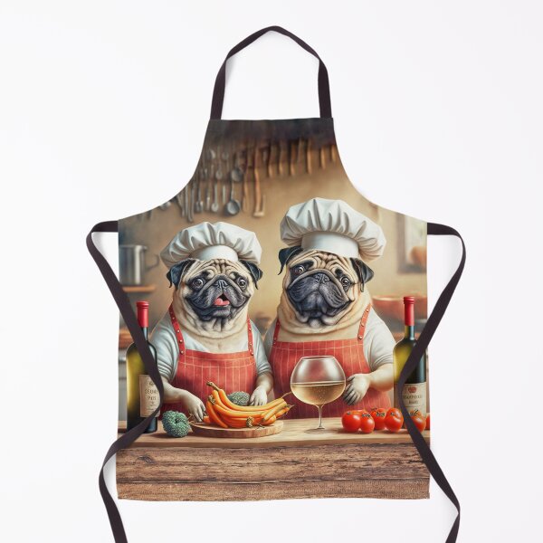 Item preview, Pug Chefs in the Kitchen Apron designed and sold by candiscamera.