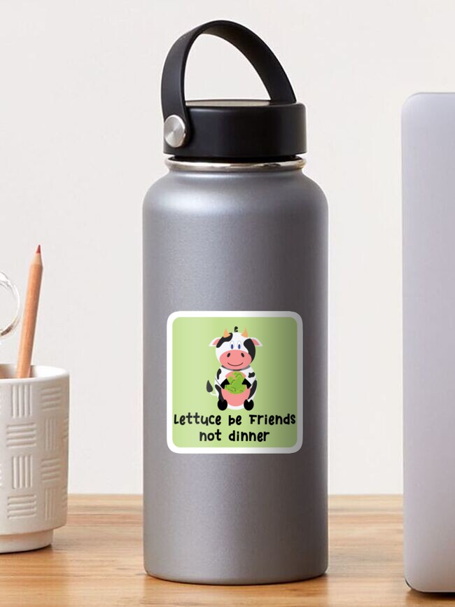 Thumbnail 1 of 3, Sticker, Cow: lettuce be friends designed and sold by MADDesigns12.