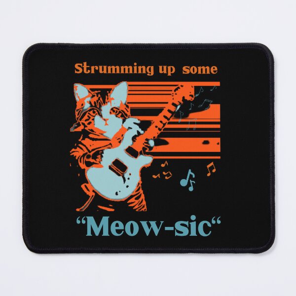 Item preview, cat playing guitar designed and sold by ArtAngiTresors.