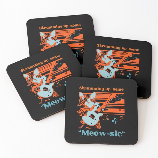 Item preview, cat playing guitar designed and sold by ArtAngiTresors.