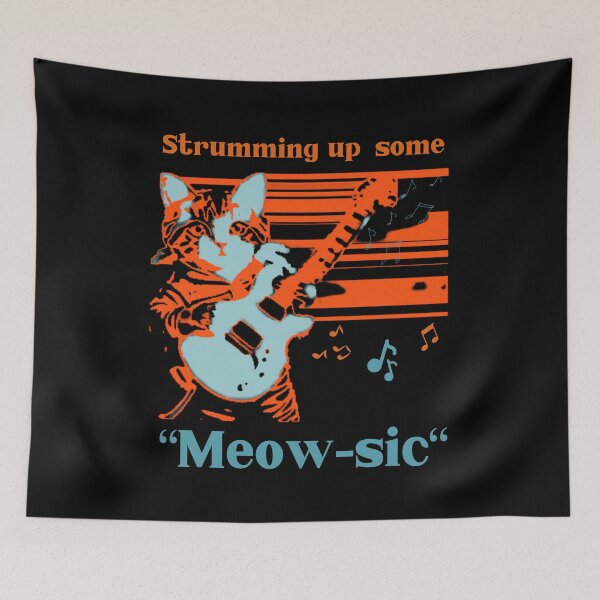 Item preview, cat playing guitar designed and sold by ArtAngiTresors.