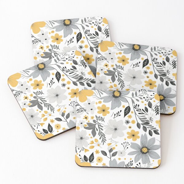 Item preview, Yellow and Grey Floral designed and sold by BeagleDesigns.