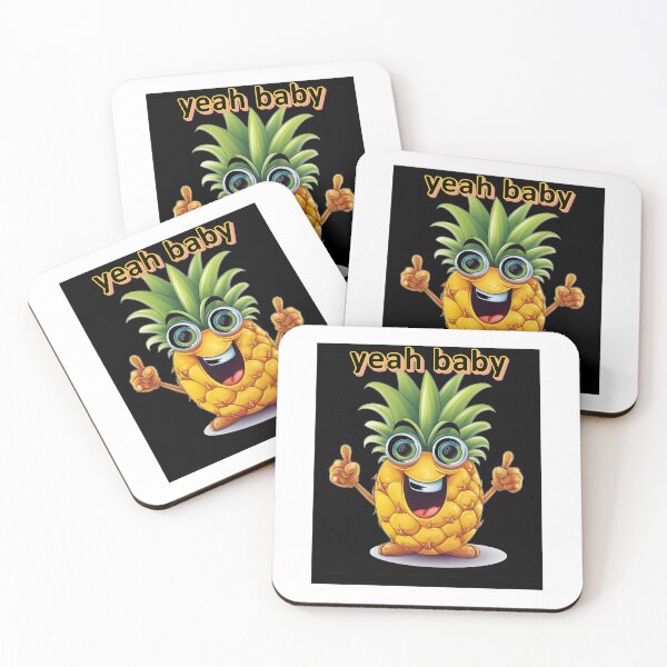 Item preview, Copy of Pineapple, yeah baby By Jonathan P. and AI black background designed and sold by JonathanP514.