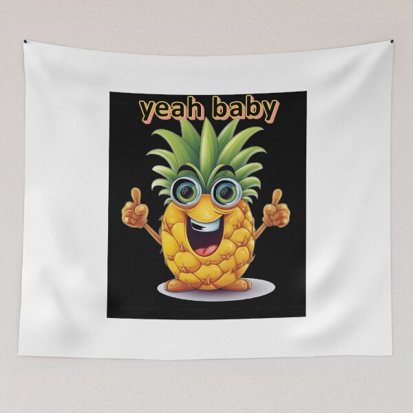 Item preview, Copy of Pineapple, yeah baby By Jonathan P. and AI black background designed and sold by JonathanP514.