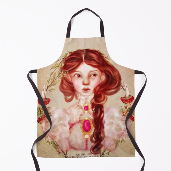 Item preview, Anne of Green Gables Fan Art: Cottagecore art of red hair Anne with an E in a pink dress surrounded by a watercolor mushroom frame designed and sold by Monica Laipple.