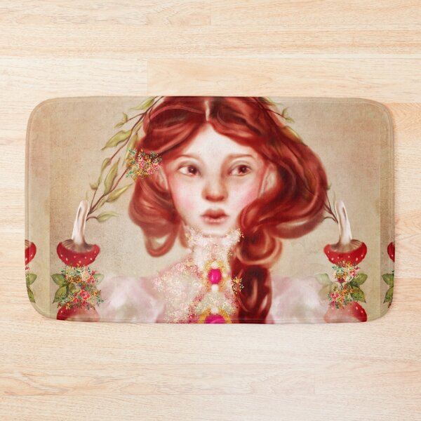Item preview, Anne of Green Gables Fan Art: Cottagecore art of red hair Anne with an E in a pink dress surrounded by a watercolor mushroom frame designed and sold by Monica Laipple.