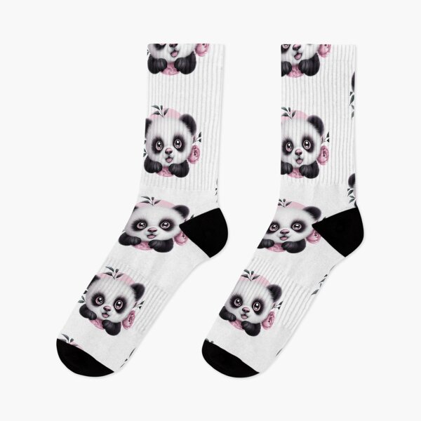Item preview, Panda Girl with Pink Flowers: A Whimsical Delight designed and sold by Rebekkahsdesign.