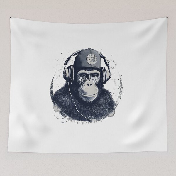 Item preview, Musical Safari: The Melodious Monkey in Hat and Headphones designed and sold by Duperdu.