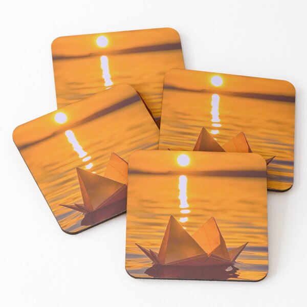 Item preview, Paper Dreams on the Horizon: Origami Boat at Sunset designed and sold by LeafyLanePrints.
