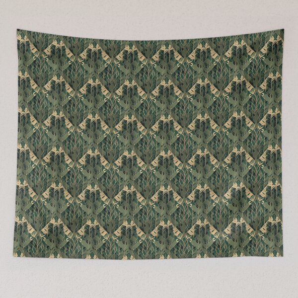 Item preview, Intricate Green and Gold Tree Pattern  designed and sold by Theo-B.
